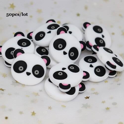 50Pcs Panda Bee Baby Teether Silicone Beads For Jewelry Making Necklace Toy Baby Teething Bead Animal Perle Silicone Dentition