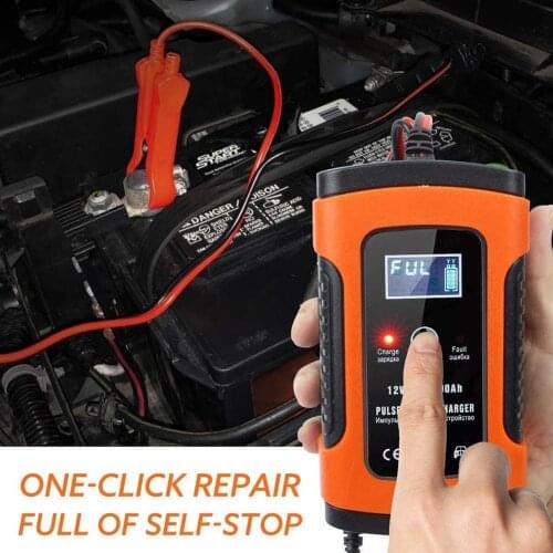Car Battery Charger AGM GEL Lead Acid Battery Storage Charger Pulse Repair Charger with LCD Display Motorcycle Car Accessories