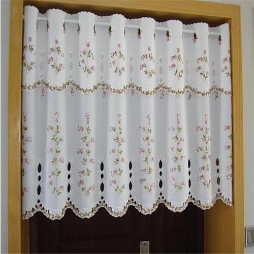 Free Shipping Hollow Flower Half Blinds Lace Coffee Curtain Kitchen Short Small Drapes Home Window Decoration Valance Purdan