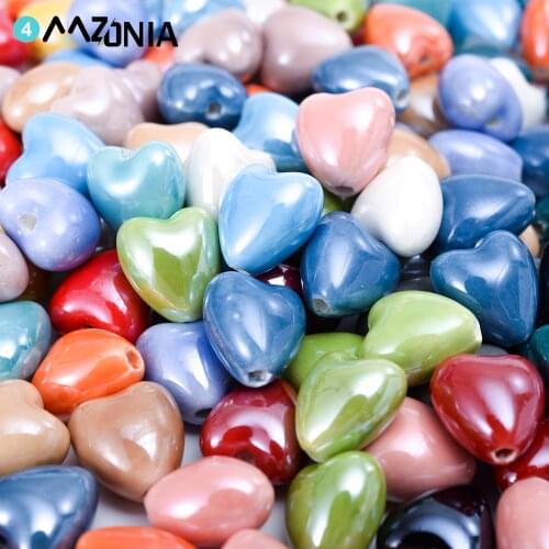 12mm Pure Color Heart Shape Beads Ceramic Loose Beads For Jewelry making Diy Bracelet Necklace Earring Accessories Wholesale