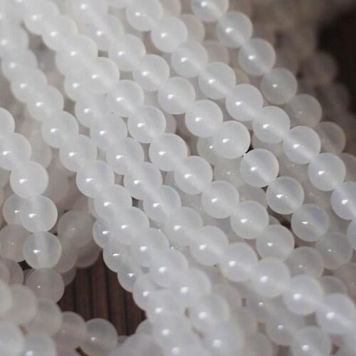 1 Strand Natural Stone White Agates Round Loose Spacer Beads 4 6 8 10MM Pick Size for DIY Bracelet Necklace Jewelry Making