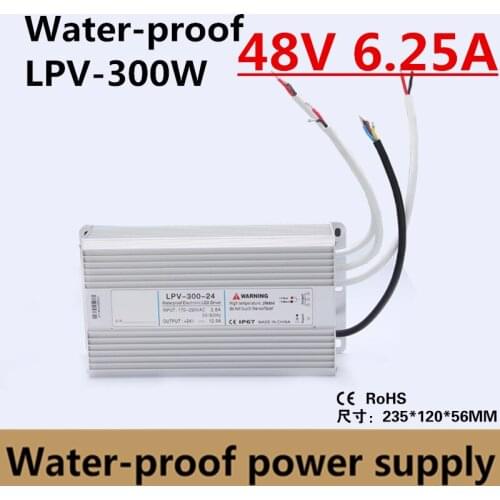 CE RoHS Approved 300w 48v 6.25a Waterproof power supply led driver input 180~264VAC output 48V power supply outdoor use