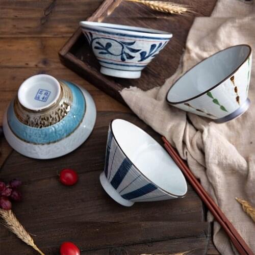 Japanese style Hefeng ramen bowl and hat bowl originality household ceramic high foot bowl net red single rice bowl straight