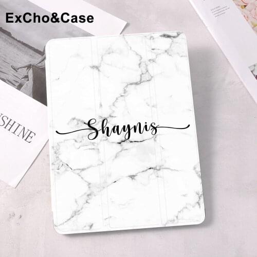 Custom Marble Name For iPad Air 4 2020 Case Pencil Slot 10.2 inch 8th Generation 7th 9.7 5th 6th 12.9 iPad Pro Mini 5 DIY Cover