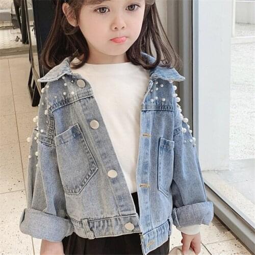 Girls baby jacket female spring and autumn childrens denim 2021 new little girl childrens clothing Korean jacket