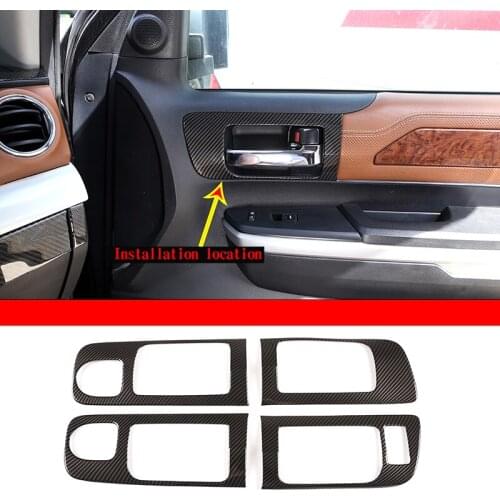 For Toyota Tundra 2014- 2021 Car Interior ABS Carbon Fiber Inner Door Handle Frame Decoration Sticker Modification Accessories