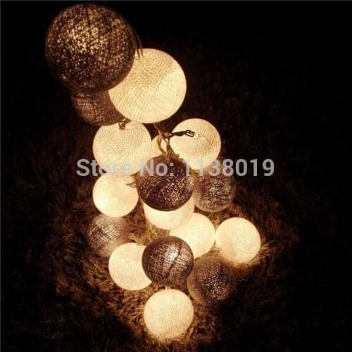 20pcs Gray white mixed cotton balls String Light Fairy Party Wedding Decor Home Gift XMAS