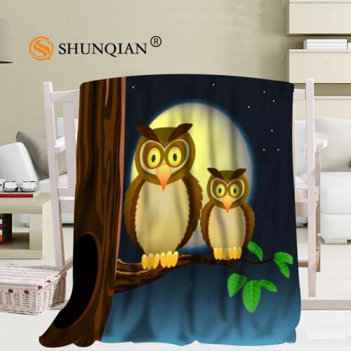 Custom Moon And Owl Blanket Soft DIY Picture Decoration Bedroom Size 56x80Inch,50X60Inch,40X50Inch A7.10