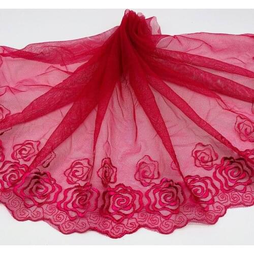24CM Exquisite Flower Embroidery Mesh Lace Fabric Appliqué Collar Edging Band Skirt Headdress Sewing Lace Supplies