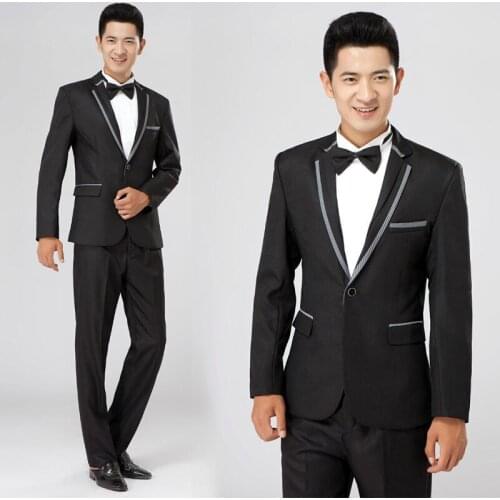 Stage performance Choral Suits Jacket + Trousers young man Korean style master ceremonies Clothing Emcee moderator Slim Uniform