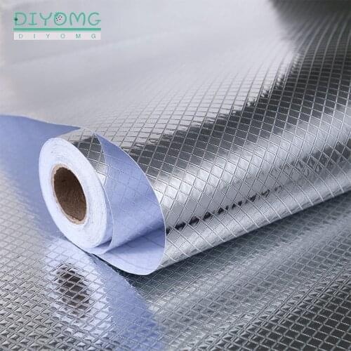 Kitchen Oil-proof Waterproof Self-adhesive Wallpaper High-temperature Aluminum Foil Wall Stickers Stove Cabinet Contact Paper