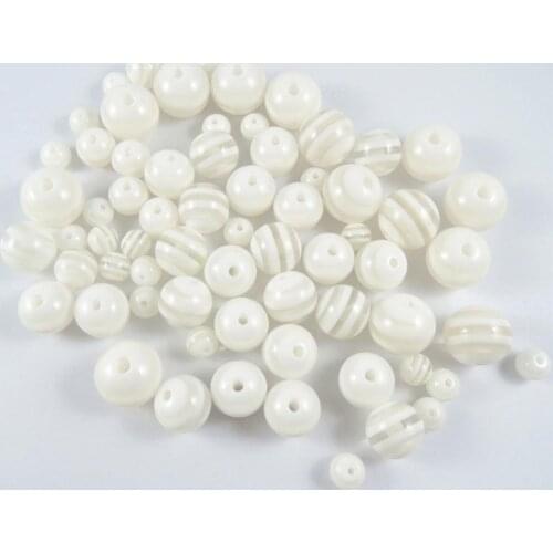 HOT 6mm 8mm 10mm 12mm white transparent striped beads loose Round Resin Beads For Beaded Necklace Jewelry Making Accessories