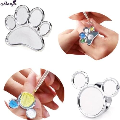Monja Nail Art Metal Color Pigment Holder Ring Palette Dish Acrylic UV Gel Polish Painting Storage Plate DIY Home Manicure Tools