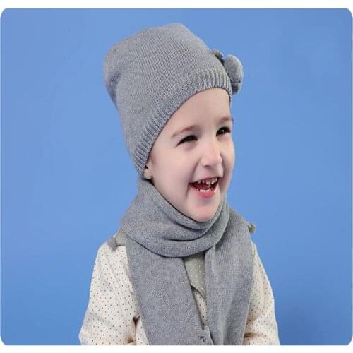 TOU--Baby Boys Fashion Warm 3pcs Suit Baby Girls Winter Hat+Scarf + Gloves Suit Child Soft Earmuffs Hats Cotton Scarf 3 Style