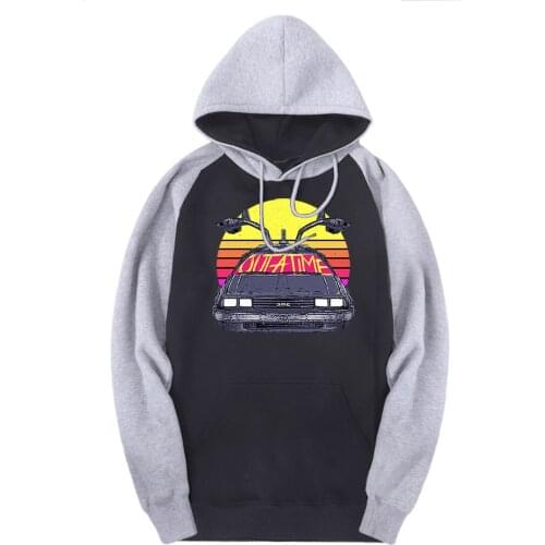 Mans Back To The Future Raglan Sweatshirts Hooded Casual Warm Tracksuits Streetwear Fall Winter Brand Hoodies Moleton Masculino