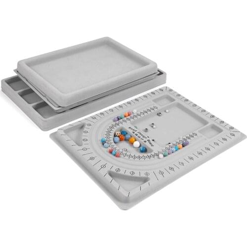 1pcs Gray Flock Beads Tray Design Boards Kit Measurement Compartment Beads Beading Jewelry Making Craft Tools Accessories