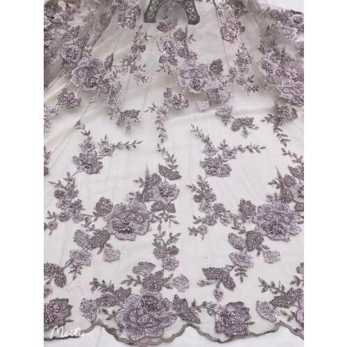 New High Quality African Lace Fabric with beads SYJ-3686811 Tull Nigorian Fabric For Women Wedding Dress