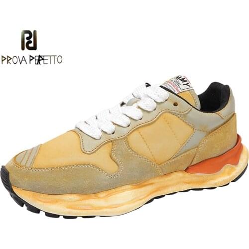 2021 spring and summer new casual retro leather sneakers thick-soled mens and womens dad shoes dissolving shoes