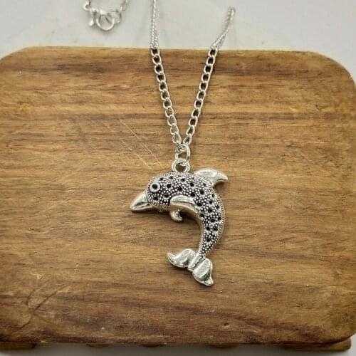 New fashion dolphin Pendants Water wave chain Mens Womens silver necklace Jewelry Gift