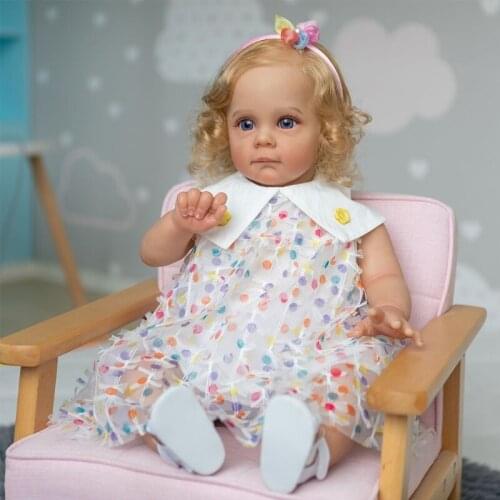 Realistic Baby Toddler Reborns Doll 24 inch Sleeping Baby Toy Lifelike Newborn Dolls Infant Gift with Long Hair Dress