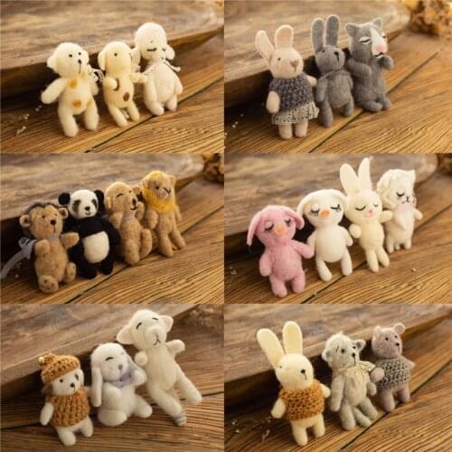 Newborn Photography Props Baby Animals Handmade Wool Doll Fotografia Accessory Studio Shoots Photo Props
