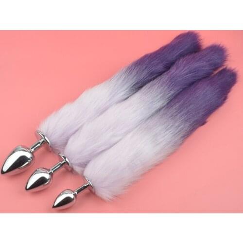 Masturbation Gay Sex Toys Metal With Gradient Color Fox Analplug Tail Flirting Anal Analplug Dilatation Ass Plug G Point Massage