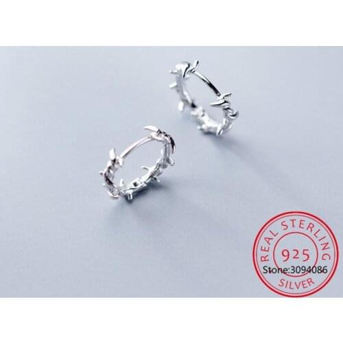 LEKANI Pure 925 Sterling Silver Hoop Earring Barbed Wire S925 Earrings Gift for Women Girl Teen Jewelry