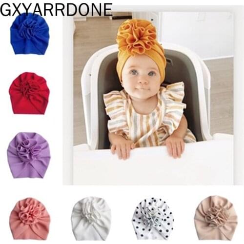 2020 Newborn Toddler Baby Turban Hat Bullet Print Fabric Beanie Hat Bloom Flower Hats Soft Caps Gifts