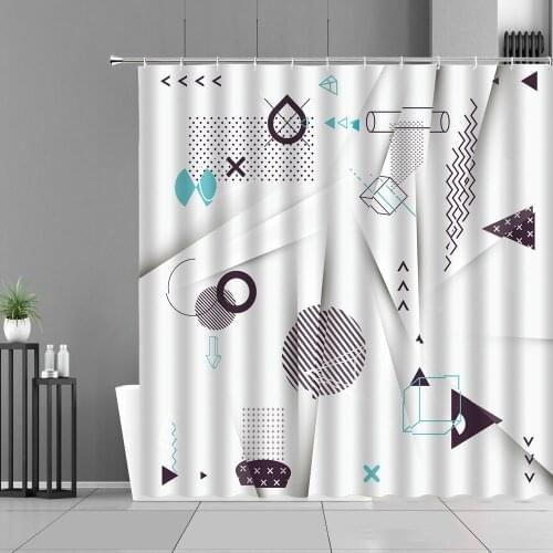 Creative Geometry Art Pattern Shower Curtains Simple Nordic Style Waterproof Bath Curtain Student Children Room Bathroom Decor