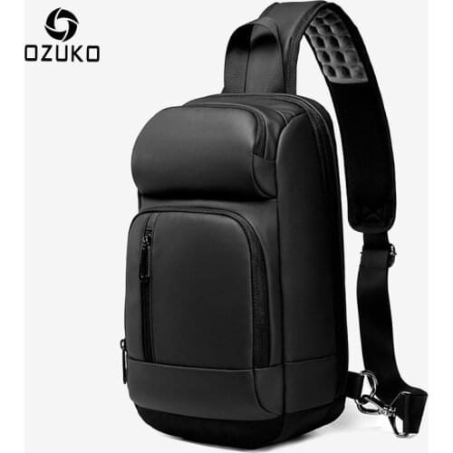 OZUKO Mens USB Charging Shoulder Bag Male Waterproof Messenger Crossbody Bags High Quality Men Short Trip 9.7" iPad Sling Bag