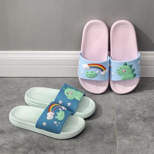 Childrens Slippers Female Summer Cartoon Boy Dinosaur Children Non-Slip Baby Slippers Wear-Resistant Home Slippers