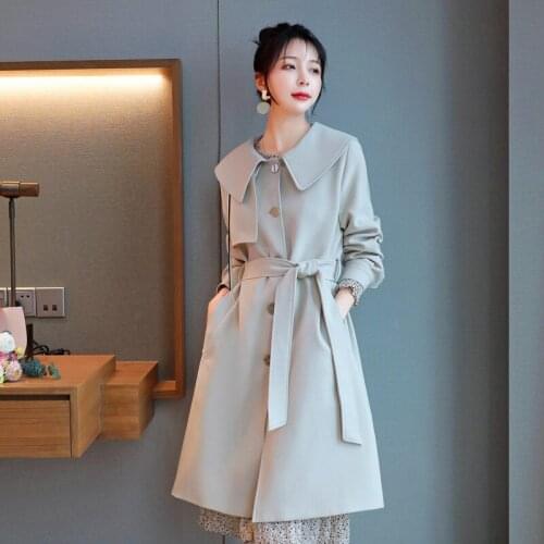 Windbreaker Womens Long Spring Autumn Loose Casual Fashion Hepburn Style Trench Jacket