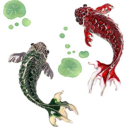 Creative wild red enamel drip oil goldfish brooch for women big carp brooch animal style brooch fashion jewelry coat brooch