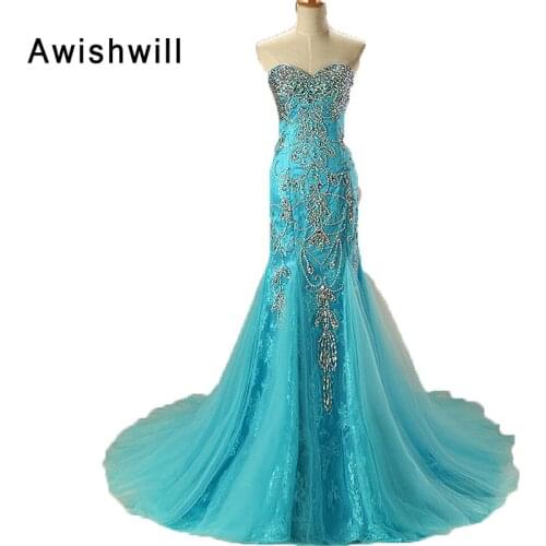 Custom Made Vestido de Noche Real Photo Beadings Lace Tulle Sexy Mermaid Dress Long Prom Gown Dubai Evening Dress Robe De Soiree