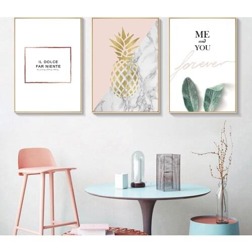 Golden Abstract Pineapple Canvas Art Wall Picture Painting Nordic Decoration Quotes Posters and Prints Living Room Home Decor