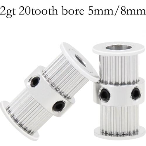 GT2-20T Timing Pulley Double Round-Headed Synchronous Wheel Gear bore 5/8mm For Belt 3D Printer Parts 2GT Screw Aluminum Part