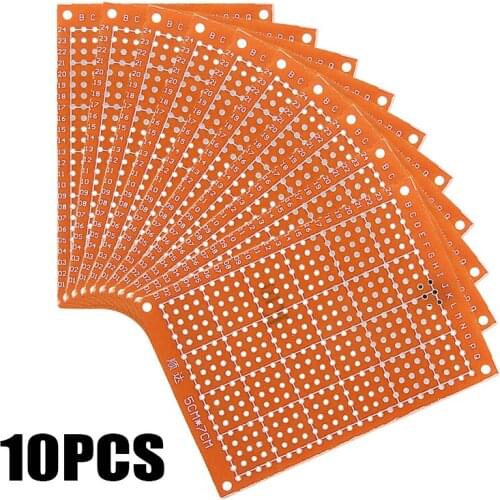 10/20pcs Circuit Board Panel DIY Prototype Paper Printed Hole Breadboard Single Sided Universal PCB Board 50x70mm 2.54mm