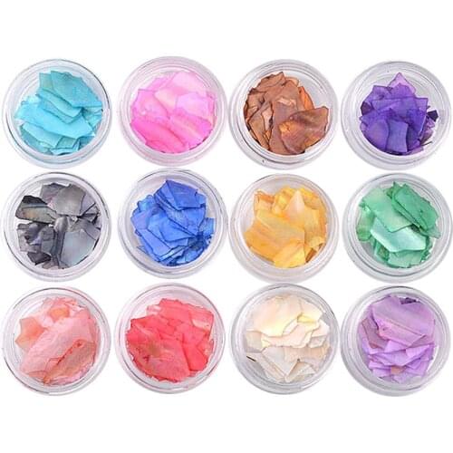 12Pcs/Set New Women Shell Slices Nail Art Decoration Set Kit Girls Nail Manicure Sequin Sticker Tool