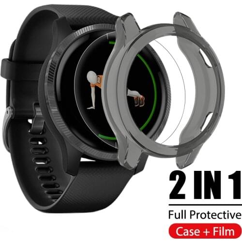 2+1 Protector Case + Screen Protector for Garmin venu smart watch Soft TPU Protective Cover Shell Tempered Glass Film