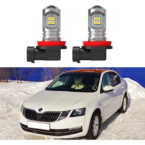2pcs Premium Canbus Car LED lamp H11 H8 front fog light Lamp bulb for Skoda Octavia 2 3 MK2 MK3 1Z 5E A5 A7 FL 2005