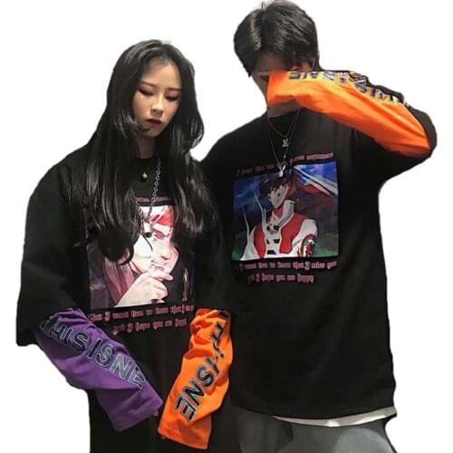 2020 spring Autumn Harajuku Sweatshirt Women Unisex Jumper Oversize Chinese Cartoon Pullovers Woman Clothes Sudadera Mujer 2019