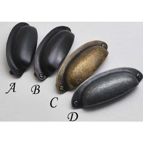 3.5" Cup Dresser Drawer Pulls Handles Bin Retro Kitchen Cabinet Knobs Handle Hardware Antique Brass Black Silver Vintage 89mm