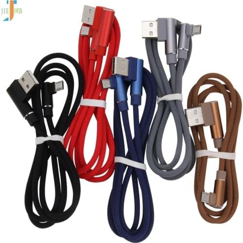 300pcs/lot 2side 90 Degree Micro Usb Cable Fabric Fast Charging Game Cable For iPhone XR XS Samsung Galaxy S6 S7 S5 S4