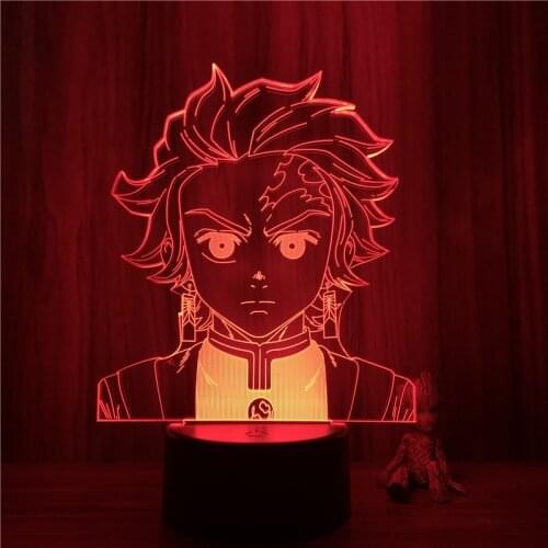 Lover 3D Nightlight Anime Demon Slayer Kamado Tanjirou Cool Face Action Figure 7 Colors Touch Optical Illusion Table Lamp Model