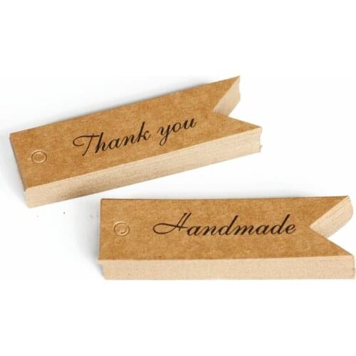 500pcs Retro Thank You Handmade Kraft Gift Tags DIY Blank Craft Hang Tag Sewing Garment Decoration Packaging Labels Flag Tags