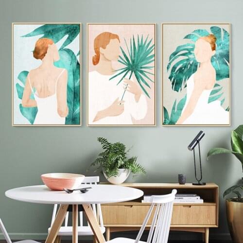 Abstract Ballet Girl White Skirt Plant Leaves Wall Art Canvas Painting Nordic Posters Prints Wall Pictures For Living Room Decor