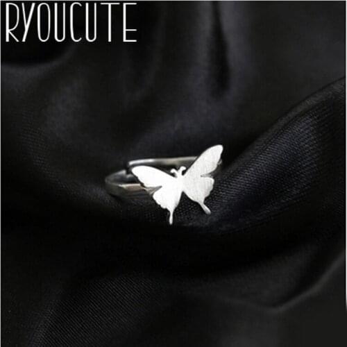 Bohemian Vintage Silver Color Butterfly Rings for Women Bijoux Fashion Adjustable Size Finger Rings Anillos Mujer