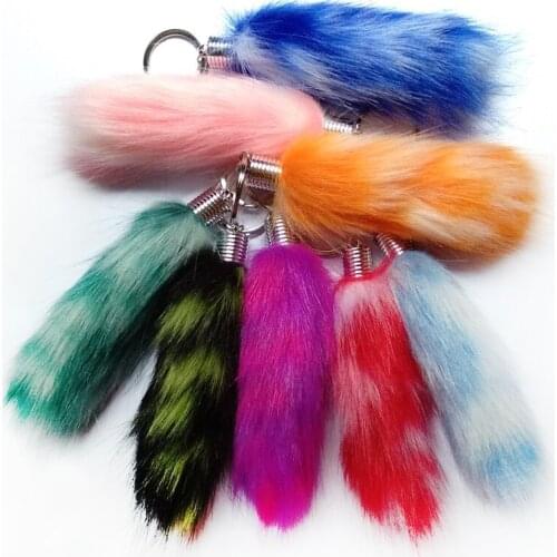 2020 Fake Fur Tail Key Chain Colorful Fluffy Pompon Car Keyring 18 cm Pendant Bag Charming Personality Gifts Hanged Key chains
