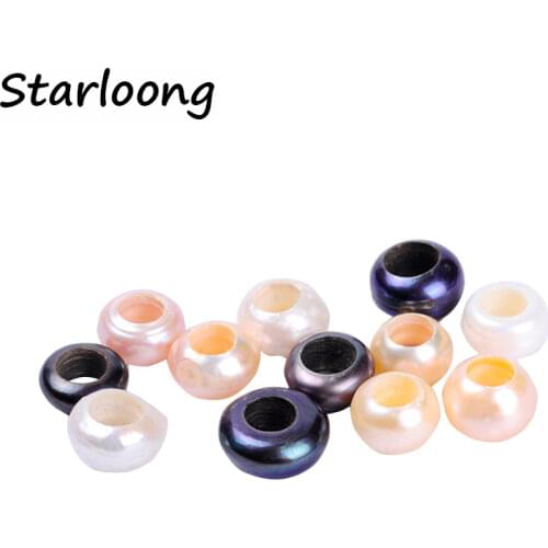 10pcs/lot hole dia 5-7mm mix colors murano European charm spacer beads Natural freshwater Pearl Beads jewelry DIY for bracelet