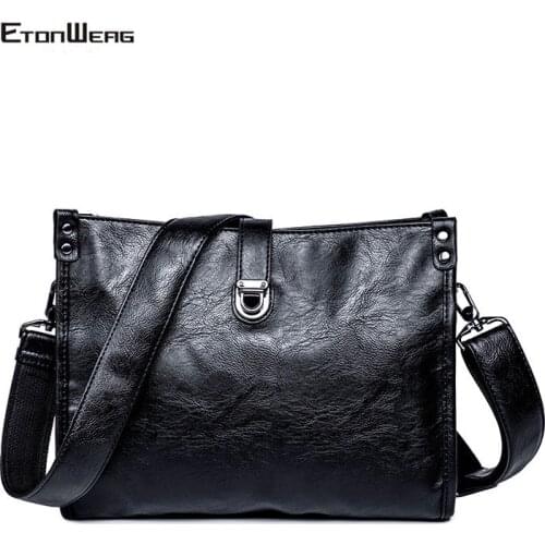 Business office Men Briefcase Solid Black PU Leather Messenger Bags Fashion Buckle Shoulder Bag Casual zipper File bag male 2021